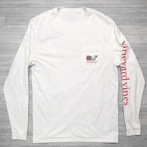 Vineyard Vines Mens White Tie Dye Whale Long Sleeve Pocket T-Shirt Size M - Picture 2 of 9